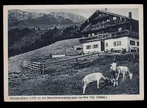 AK Blomberghaus, Bendiktenwandgruppe und Rinder / Kühe bei BAD TÖLZ 22.8.1942