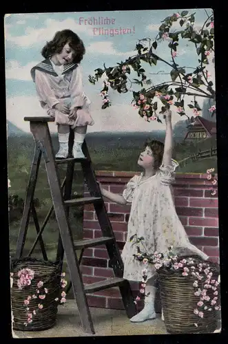 AK Félicitations à la Pentecôte: enfants à l'éclosion, BERLIN N.O. 5.6.1908