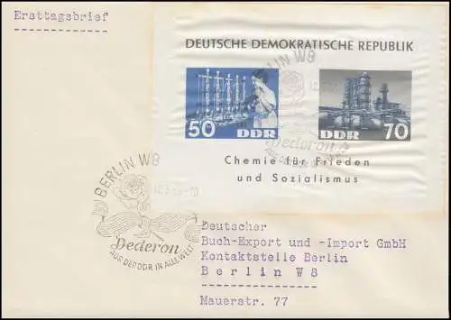 Bloc 18 Industrie chimique Block Dederon, FDC Livre-Export ESSt BERLIN 12.3.63