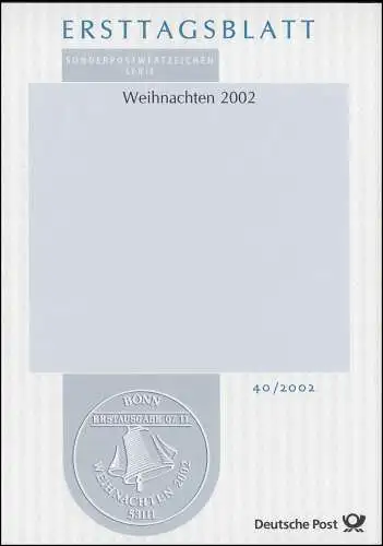 ETB 40/2002 Weihnachten - fehlende Marken und fehlender Stempel - Selten!