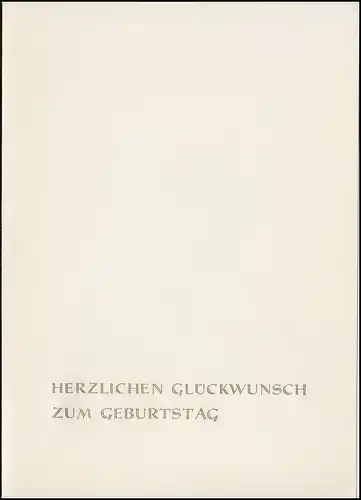 Minister-Faltkarte Kunstwoche und Engels, Beiblatt Glückwünsche 7.2.1970 Schulze