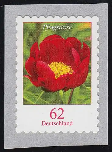 3121III Pfingstrose 62 Cent - selbstklebend aus Groß-Rollen, Rastertype III, **