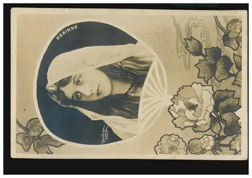 Cartes Visualistes Star du film muet Gabrielle Robinne, HAMBURG 27.8.1913