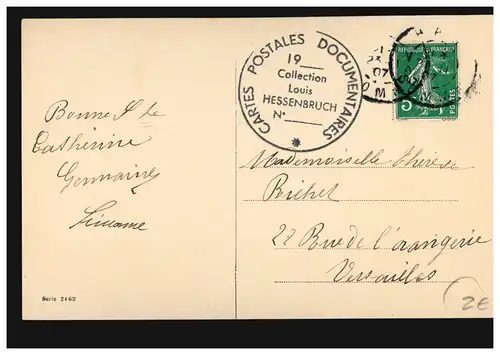Frankreich Ansichtskarte Vornamen: Catherine - Mädchen Schubkarre Blumen, 1907