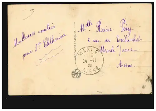 France Carte Visual Prénoms: Catherine - Femme avec Roses, MARLE AISNE