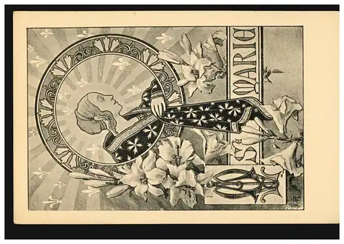 Angleterre Carte Visual Prénoms: Marie - Art Nouveau Images sacrées, inutilisé