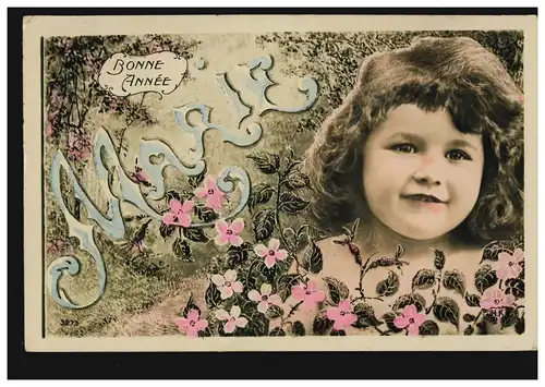Frankreich Ansichtskarte Vornamen: Marie - Mädchen im Blumenmeer, 8.1.1900