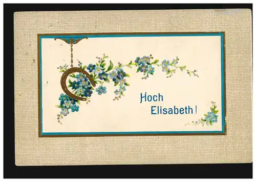 Österreich Ansichtskarte Vornamen: Hoch Elisabeth! Girlande mit Hufeisen, WIEN 