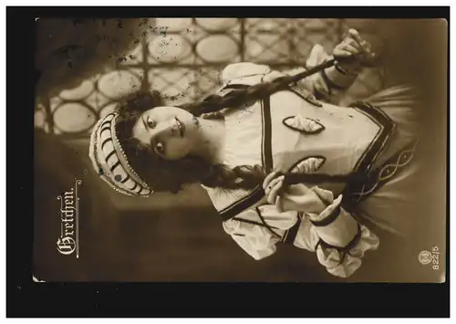 Carte postale Prénoms: Gretchen en tant que personnage de théâtre, BERLIN 35c 14.6.1920