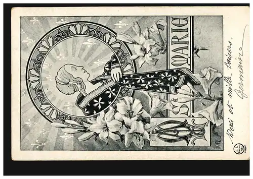 Angleterre Carte Visual Prénoms: Marie - Art Nouveau Religion, couru