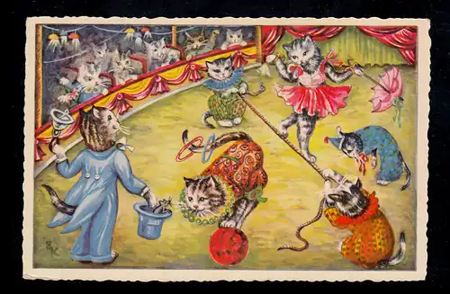 AK Animaux Menus: Les artistes de chats dans le cirque, ASCONA 17.4.1962