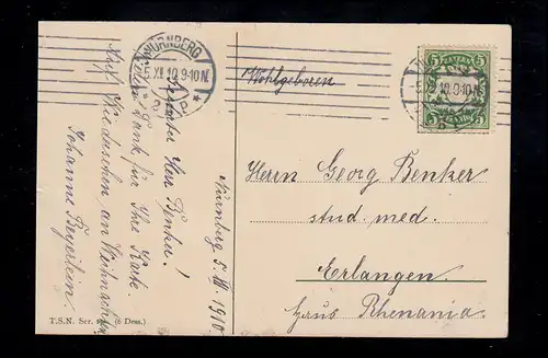 Tiere-AK Katzenportait, NÜRNBERG 5.12.1910