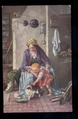 Animaux-AK Meyerheim: Les chatons - chats dans la cuisine, étiquetés