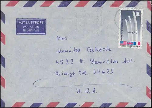 466 monument de pont aérien EF adapté à l'aérogramme de BERLIN 1975 aux États-Unis