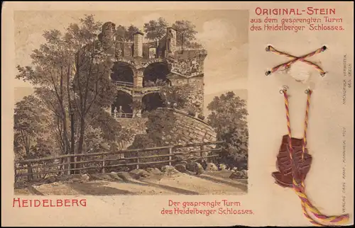 Ansichtskarte Der gesprengte Turm des Heidelberger Schlosses, HEIDELBERG 27.7.07