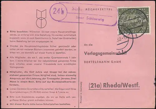 Temple de Landpost Süderkraftstedt par SCHLESWIG 3.11.1960 à Bertelsmann-Editeur