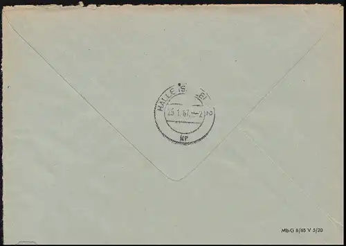 Lettre du ZKD Conseil du Cercle de Quedlinburg 24.1.67 à Deutsche Notenbank in Halle/S.