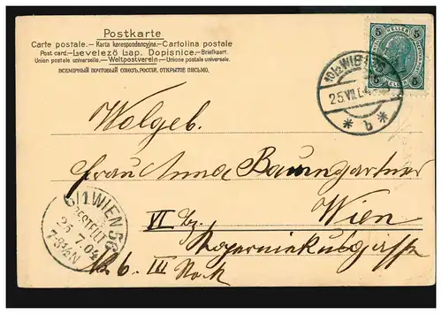 Carte postale: Hof Anna! Oeillets, carte postale locale VIENNE 25.7.1904