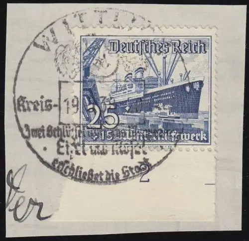 658 Winterhilfswerk Schiffe 25+15 Pf, gestempelt O