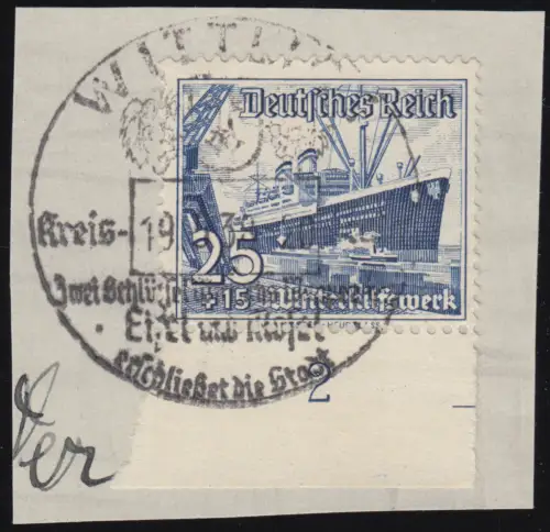 658 Winterhilfswerk Schiffe 25+15 Pf, gestempelt O