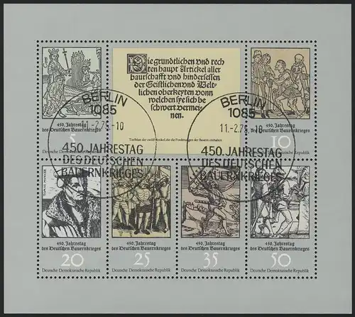 2013-2018 Bauernkrieg-Kleinbogen 1975, ESSt Berlin 11.2.75