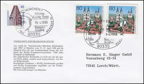 1846 Halberstadt avec une section GA de PSo 41 MiF Bijoux Lettre SSt Munich 1996