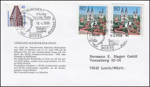 1846 Halberstadt mit GA-Ausschnitt aus PSo 41 MiF Schmuck-Brief SSt München 1996