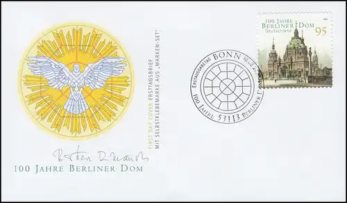 2446 Berliner Dom SELBSTKLEBEND aus MH 57 auf Schmuck-FDC ESSt Bonn 10.2.2005