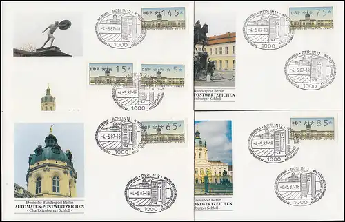 Berlin-ATM VS 2: 5 Werte 5-145 auf 4 Schmuck-FDC je mit ESSt BERLIN 4.5.1987