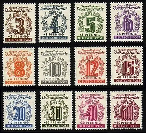 138-149 Solidaritarisme populaire 1946 - ** Ensemble post-frais (12 timbres) complet