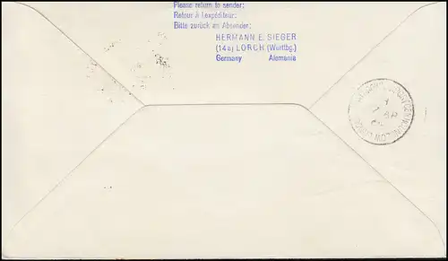 Vol d'ouverture Düsseldorf - Londres Bijoux-Imprimerie SSt DUSSELDORF 16.4.1964