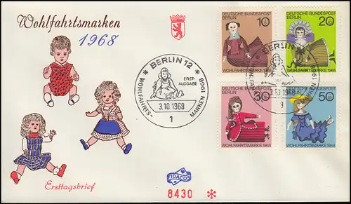 322-325 Wofa Poupées 1968 sur FIDACOS-FDC ESSST BERLIN 3.10.68