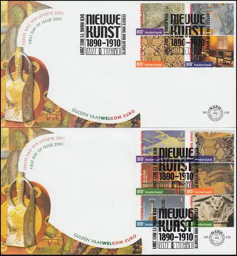 Pays-Bas 1885-1894 Art Nouveau 2001 - Taux de 2 bijoux FDC (E 436)