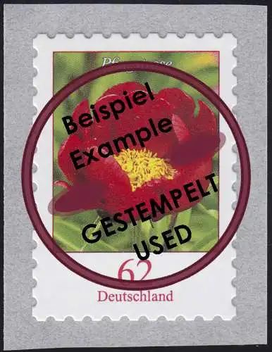 3121II Pfingstrose 62 Cent - selbstklebend aus Klein-Rollen, Rastertype II, O