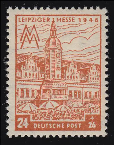 SBZ 164AY Messe Leipzig 24 Pf. avec PLF V endommagé M, champ 44, **