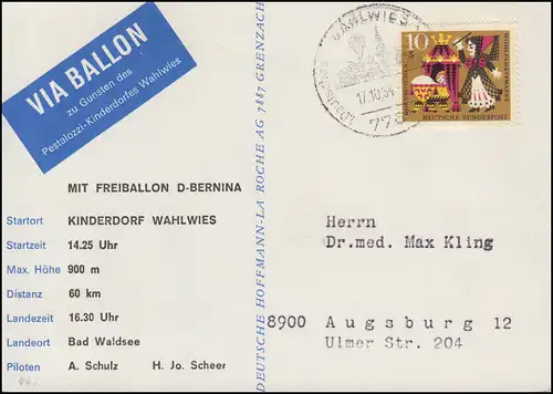 31. BP Pestalozzi-Kinderdorf Vol en ballon D-BERNINA Wahlwies-Bad Waldsee 17.10.64