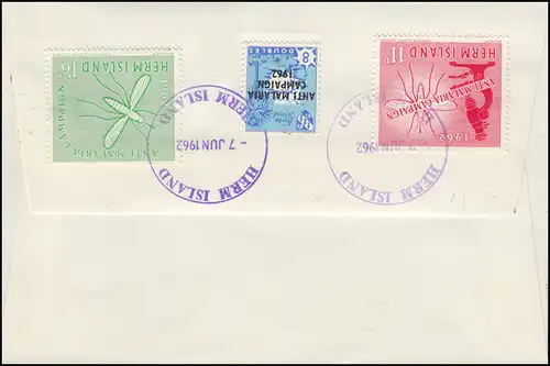 Île du canal Herm Island FDC avec des marques anti-palaria-Campaign 7.6.1962