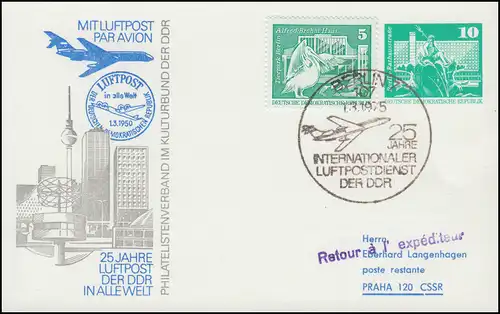 PP 15/28 Bauwerke 25 Jahre Luftpost der DDR, SSt BERLIN Luftpostdienst 1.3.1975
