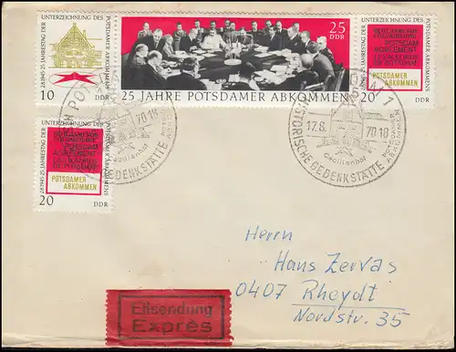 1598-1600 Potsdamer Abkommen - Zusammendruck auf Eil-Brief SSt POTSDAM 17.8.1970