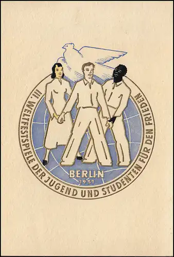 289-292 Festival mondial 1951: jeu en carte pliante officielle avec ESSt BERLIN 3.8.1951