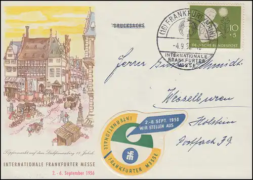 Carte des expositions International Frankfurter Messe 1956, EF 233 SSt FRANKFURT 4.9.56