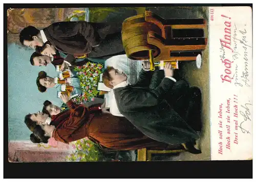 Ansichtskarte Vornamen: Hoch Anna! Anstoßen mit Bier, WIEN 1904