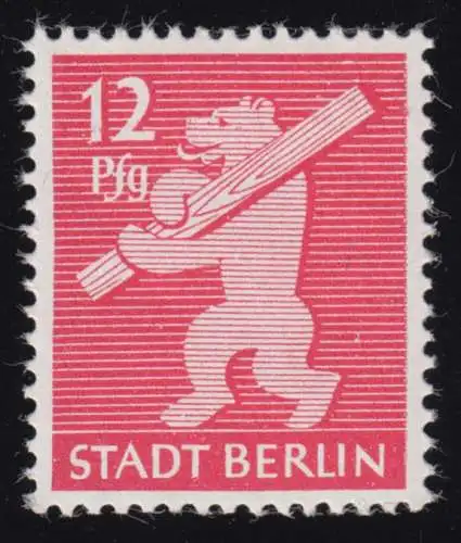 SBZ 5 AA ux Berliner Bär 12 Pf, rot, **