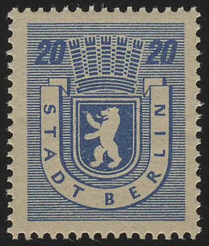 SBZ 6 A wa z Berliner Bär 20 Pf, blau, **