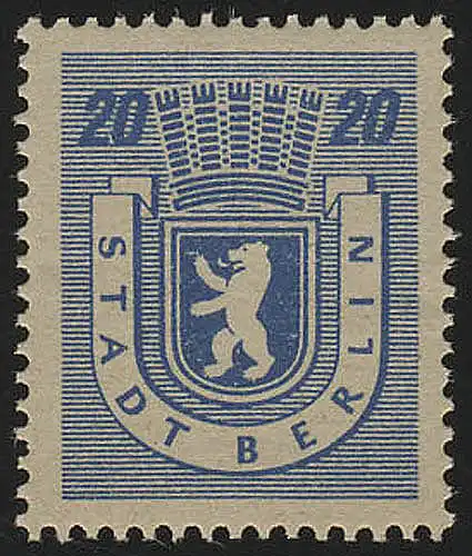 SBZ 6 A wa z Berliner Bär 20 Pf, bleu, **