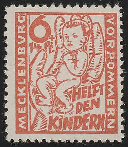 SBZ 26a Aide à l'enfance 6 Pf, orange foncé, **