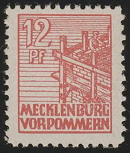 SBZ 36xa Freimarke 12 Pf, dunkelgraurot, gezähnt, **