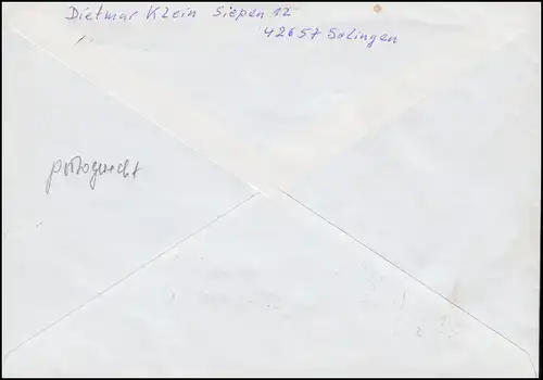 1469 SVK 45 Pf deux bandes de marque à rouleaux numéro MeF R-Lettre SOLINGEN 19.6.95