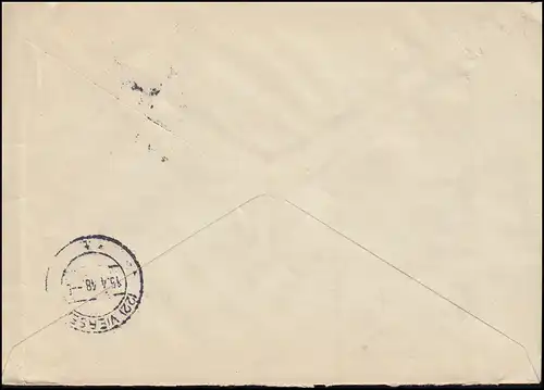 930ff Kontrollrat I Ziffern - MiF auf R-Brief Not-R-Zettel KREFELD 5 - 14.4.1948