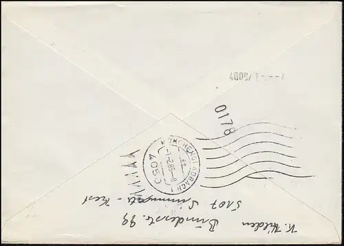 1225-1228 Wofa Orchidées 1984 avec 2 fois 1228 sur lettre d'urgence SIMMERATH 31.1.85